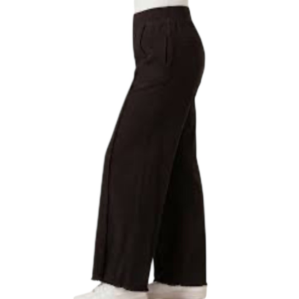 XCVI Womens Medium Black Tencel Wide Leg Pleated Ruffled Trousers Pants